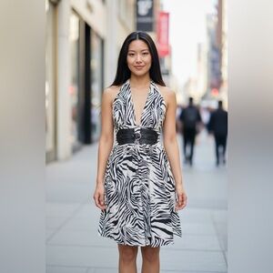 Marciano Black and White Zebra Print Backless Dress Size M